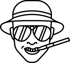 Raoul Duke Fear And Loathing In Las Vegas Outline Svg Vector, Free Vectors File